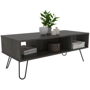 English Elm Coffee Table Minnesota, Two Shelves, Carbon Espresso Finish