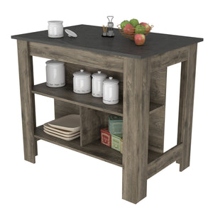 English Elm Kitchen Island Dozza – Stylish Dark Brown/Onyx Finish With 3 Shelves For Organized Meal Prep & Storage B092122909