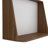 English Elm Wall Desk Afrec, Single Shelf, Mahogany / White Finish