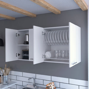 English Elm Kitchen Cabinet Durham - Stylish Four-Door Storage Solution In Crisp White Finish For Modern Spaces B092122919