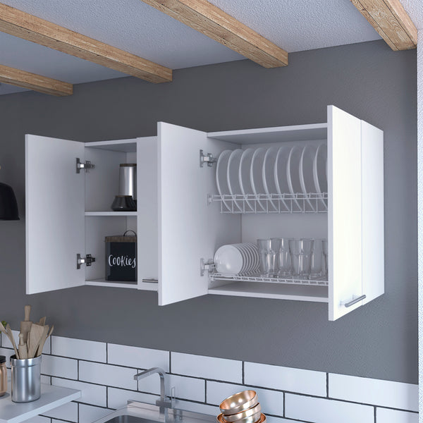 English Elm Kitchen Cabinet Durham - Stylish Four-Door Storage Solution In Crisp White Finish For Modern Spaces B092122919
