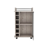 English Elm Bar Cart Baltimore, Six Wine Cubbies, Light Gray Finish