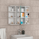 English Elm Medicine Cabinet Milano, Six External Shelves Mirror, White Finish