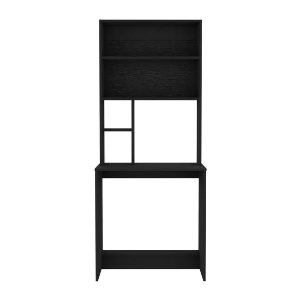 English Elm Computer Desk Monroe: Stylish Black Wenge Finish, Compact Design With Four Shelves & Footrest B092123014
