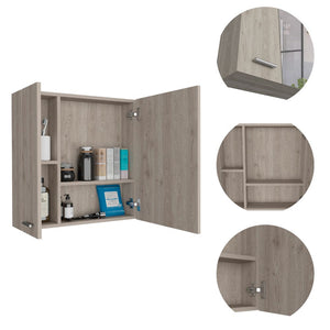 English Elm Medicine Cabinet Prague - Stylish Light Gray Wall-Mounted Storage With 4 Shelves & Mirror Door B092123055