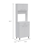 English Elm Pantry Piacenza,Two Double Door Cabinet, White Finish