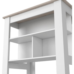 English Elm Kitchen Island Antibacterial Dozza - Stylish Light Gray & White Finish With 3 Storage Shelves B092122914