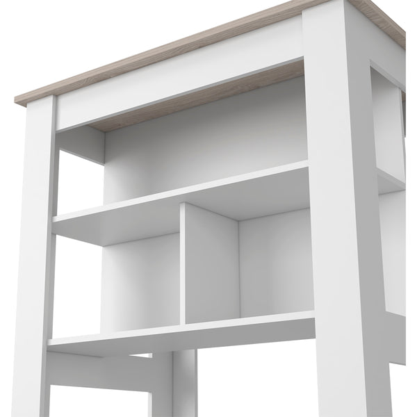 English Elm Kitchen Island Antibacterial Dozza - Stylish Light Gray & White Finish With 3 Storage Shelves B092122914