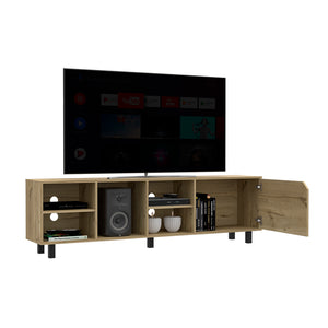 English Elm TV Estocolmo TV Stand for TVs up to 70" with Four Open Shelves, Sturdy Five Legs, Cable Holes, Durable Finish Light Oak B092122926