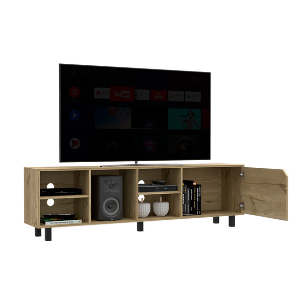 English Elm TV Estocolmo TV Stand for TVs up to 70" with Four Open Shelves, Sturdy Five Legs, Cable Holes, Durable Finish Light Oak B092122926