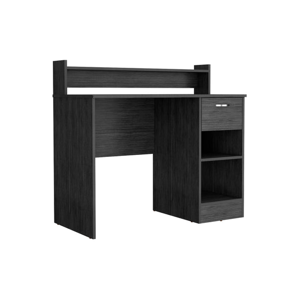 English Elm Computer Desk Delmar - Stylish Smokey Oak Finish With Open Shelves & Hidden Drawer For Organizing B092123156