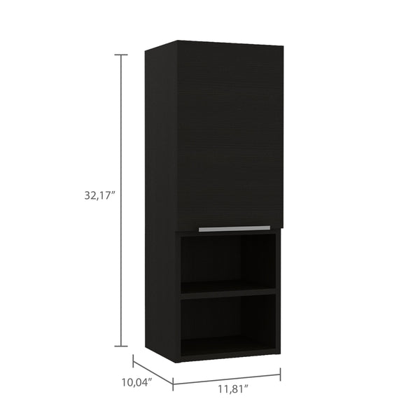 English Elm Medicine Cabinet Hazelton with Open Lower Shelves and Interior Storage, Easy Assembly, Durable Finish Black B092122816