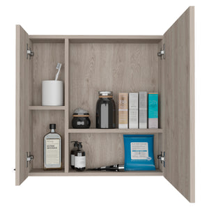 English Elm Medicine Cabinet Prague, Four Internal Shelves, Single Door, Light Gray Finish