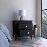 English Elm Nightstand More, Two Shelves, Four Legs, Black Wengue Finish