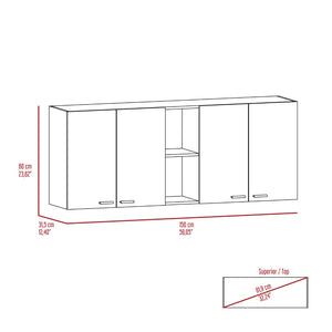 English Elm Wall Cabinet Ontario - Modern Double-Door Design In White With Built-In Dish Rack & Open Shelves B092123033-GIGA