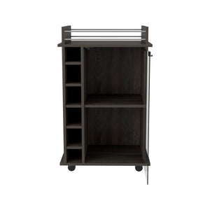 English Elm Bar Cart Baltimore - Stylish Carbon Espresso Finish With 6 Wine Cubbies For Chic Entertaining B092122863