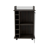 English Elm Bar Cart Baltimore, Six Wine Cubbies, Carbon Espresso Finish