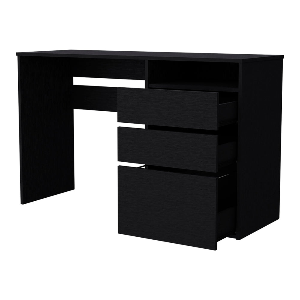English Elm Computer Desk San Diego - Modern Black Wenge Finish With Smart Storage For Home Or Office Use B092123068