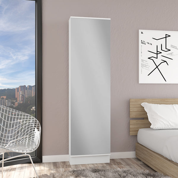 English Elm Shoe Organizer Cabinet with Mirror and Five Shelves for 10+ Pairs, Space-Saving Entryway Storage White B092122889