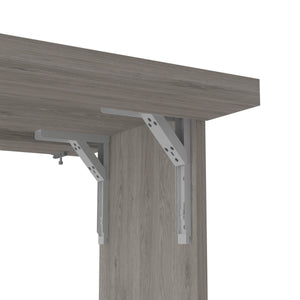 English Elm Foldable wall-mounted table Tacoma with space-saving hutch, seven shelves, durable particleboard design Light Gray B092123082