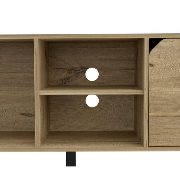 English Elm TV Estocolmo TV Stand for TVs up to 70" with Four Open Shelves, Sturdy Five Legs, Cable Holes, Durable Finish Light Oak B092122926
