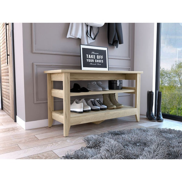 English Elm Storage Bench Susho – Versatile Light Oak Finish With Open Shelving For Stylish Home Organization B092123080-GIGA