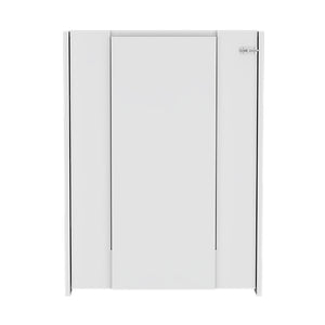 English Elm Foldable wall-mounted table Tacoma with space-saving hutch, seven shelves, durable particleboard design White B092123081