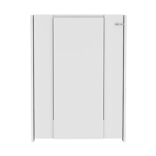 English Elm Foldable wall-mounted table Tacoma with space-saving hutch, seven shelves, durable particleboard design White B092123081