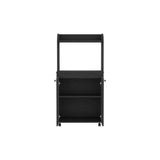 English Elm Kitchen Cart Totti, Double Door Cabinet, One Open Shelf, Two Interior Shelves, Black Wengue Finish