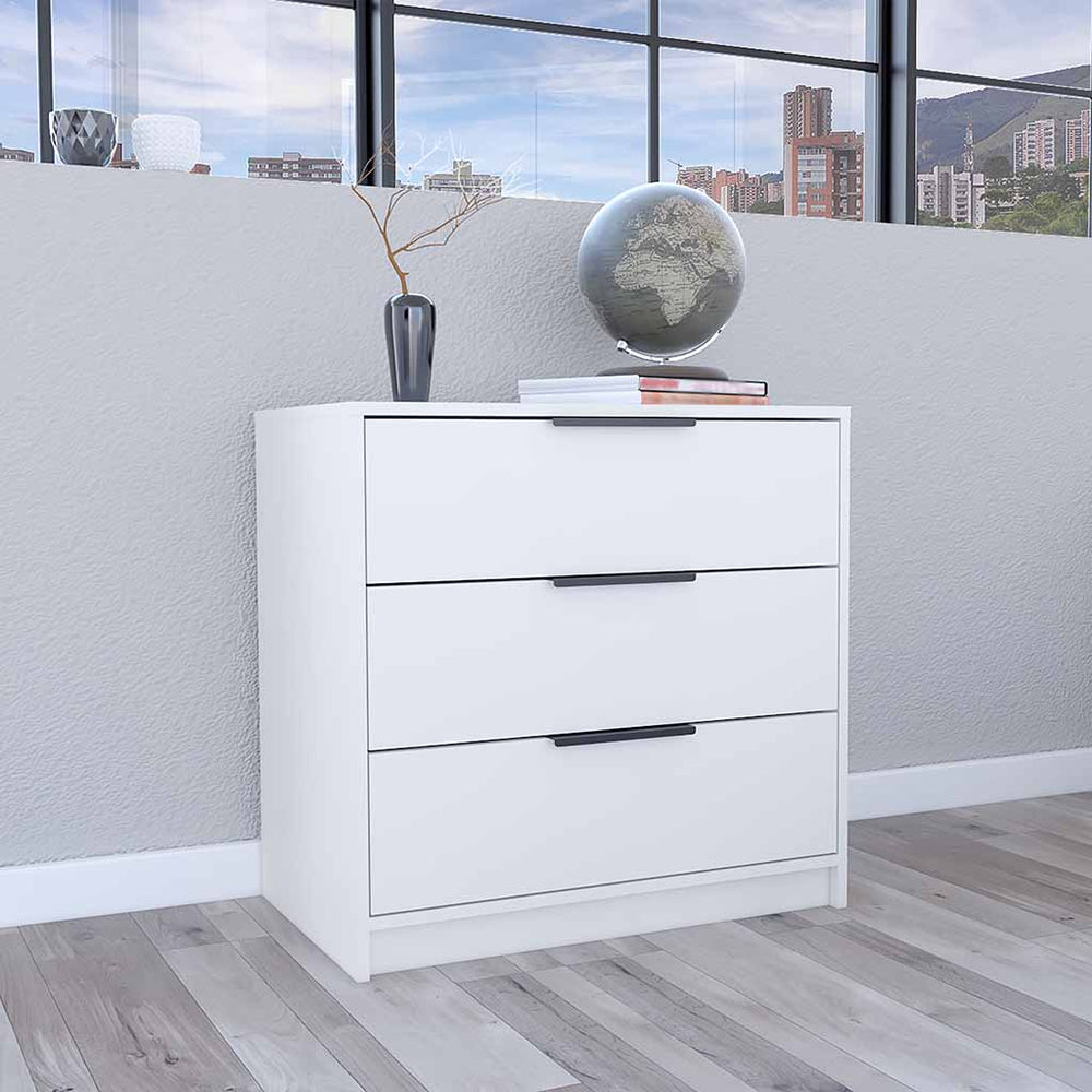 English Elm 3 Drawers Dresser Maryland - Clean White Finish, Compact Design, Perfect For Modern Spaces & Storage B092122990