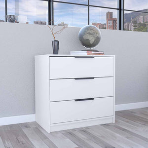 English Elm 3 Drawers Dresser Maryland - Clean White Finish, Compact Design, Perfect For Modern Spaces & Storage B092122990