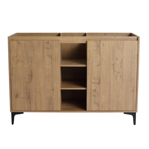 English Elm Soft Close Doors & Open Storage Rack, 48-Inch Freestanding Bathroom Vanity With Plywood Finish W999125009-GIGA