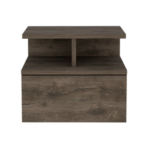 English Elm Floating Nightstand Flopini wall-mounted bedside table with drawer, space-saving shelf, durable design Dark Brown B092123163