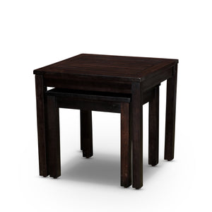 English Elm 2-Piece Eucalyptus Nesting Table Set Espresso — Durable FSC Hardwood Outdoor Side Tables, Space-Saving Design B046125049