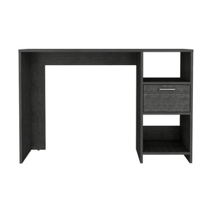 English Elm Computer Desk Odessa – Compact Workspace With Drawer & Open Shelving In Stylish Smokey Oak Finish B092123159