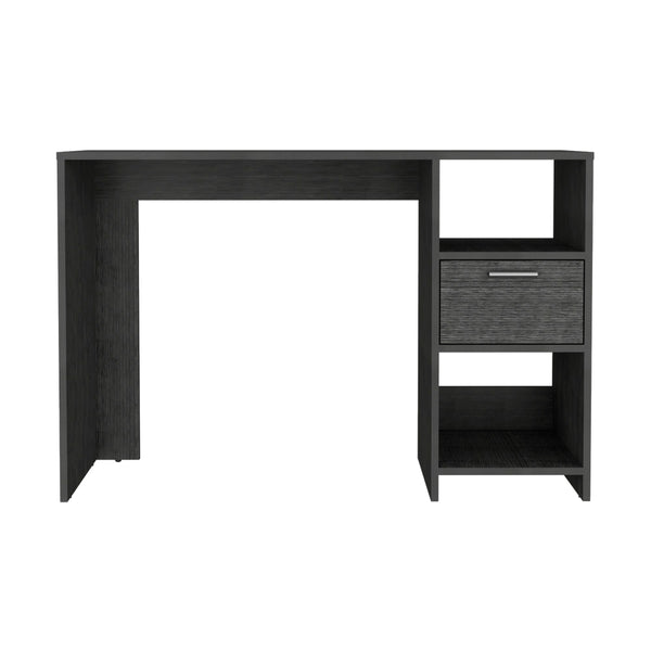 English Elm Computer Desk Odessa – Compact Workspace With Drawer & Open Shelving In Stylish Smokey Oak Finish B092123159