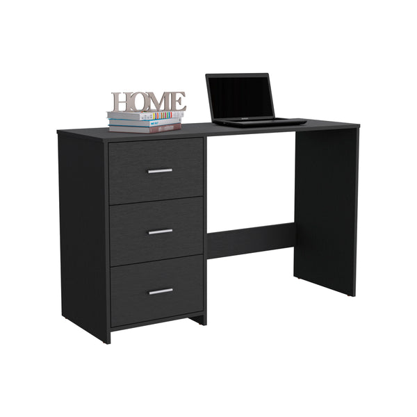 English Elm Writting Desk Riverside with Three Drawers, Black Wengue Finish — Spacious 47" Work Surface, Durable Design B092123065