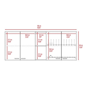 English Elm Wall Cabinet Ontario - Modern Double-Door Design In White With Built-In Dish Rack & Open Shelves B092123033-GIGA
