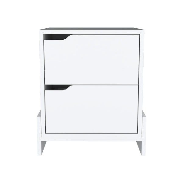 English Elm Nightstand Brookland - Stylish White Bedside Table With 2 Drawers, Sturdy Base, And Ample Storage B092123138