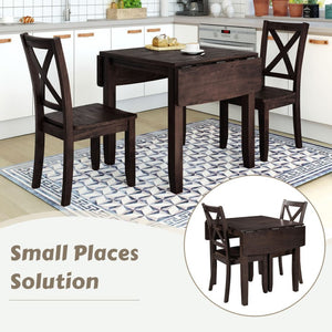 English Elm Topmax Drop Leaf Wood Breakfast Nook Table Set with X Back Chairs for Two Espresso N717S000164P