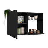 English Elm Kitchen Wall Cabinet Bussolengo, Two Shelves, Black Wengue Finish