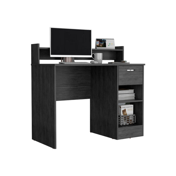 English Elm Computer Desk Delmar - Stylish Smokey Oak Finish With Open Shelves & Hidden Drawer For Organizing B092123156