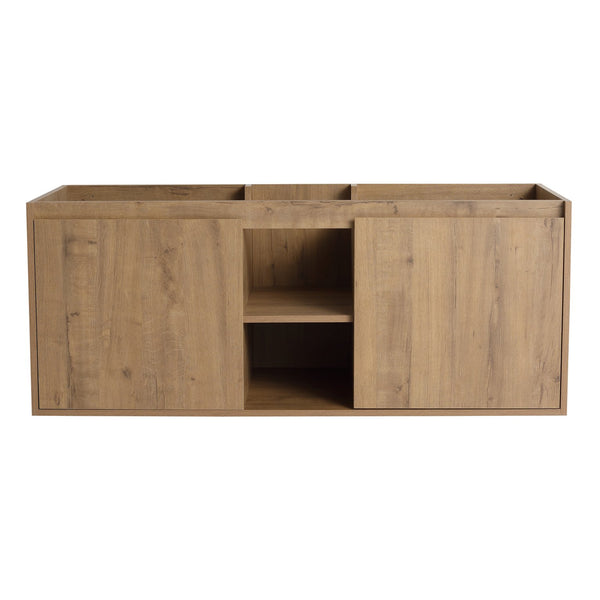 English Elm 48" Wall-Mounted Bathroom Vanity With Soft-Close Doors, Open Shelving & Ample Storage Space W999125010