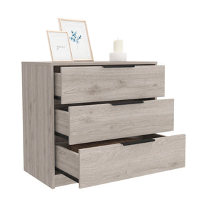 English Elm 3 Drawers Dresser - Modern Light Gray Storage Solution With Quality Construction For Stylish Spaces B092122994