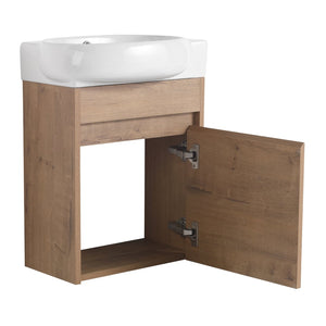 English Elm Soft Close Wall Mounted Bathroom Vanity with Ceramic Vessel Sink and Storage Rack W999S00488