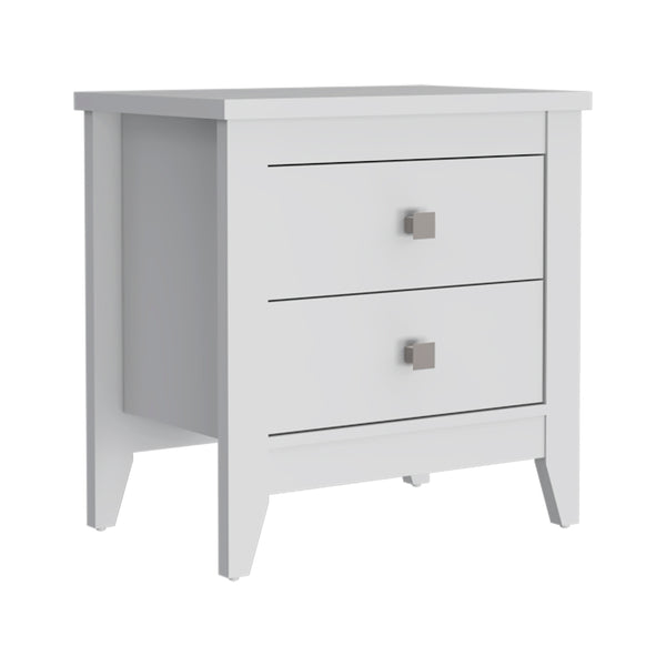 English Elm Nightstand With Two Open Shelves, Modern White Finish, Ideal For Bedroom Or Living Space Storage B092123020