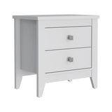 English Elm Nightstand More, Two Shelves, Four Legs, White Finish