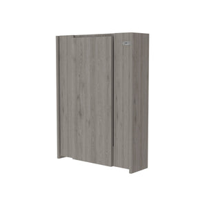 English Elm Foldable wall-mounted table Tacoma with space-saving hutch, seven shelves, durable particleboard design Light Gray B092123082