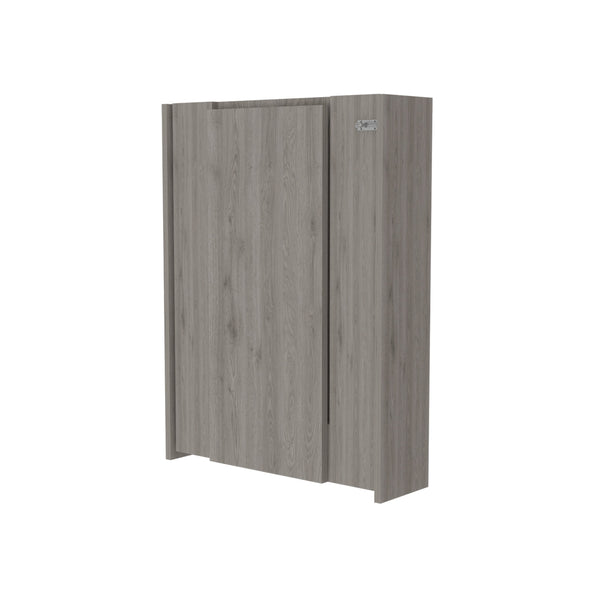 English Elm Foldable wall-mounted table Tacoma with space-saving hutch, seven shelves, durable particleboard design Light Gray B092123082