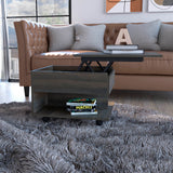 English Elm Lift Top Coffee Table Mercuri, Casters, Carbon Espresso Finish